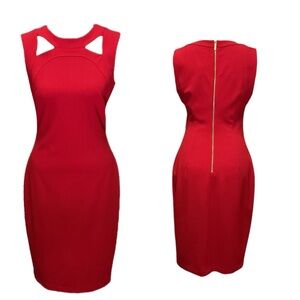 NWT Calvin Klein (Red) Sheath Dress with Cut Out Detail - Size 2